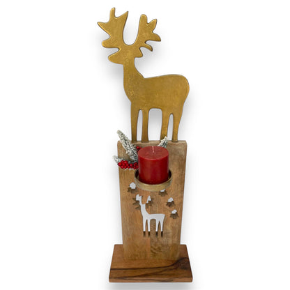 Golden Reindeer Candle Holder