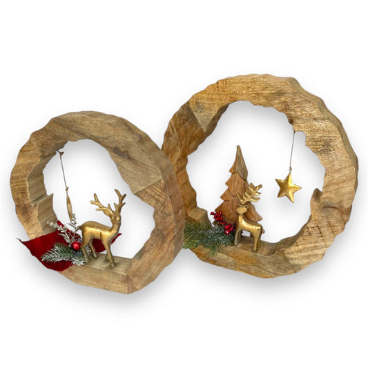 Wooden Reindeer/Tree Circle Decor