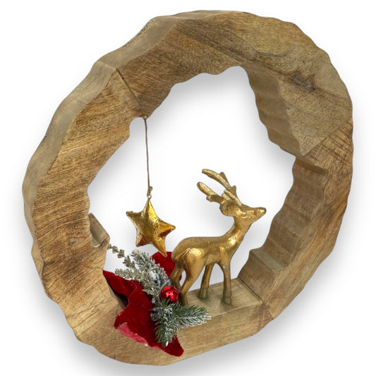 Display Stand Elk Alu With Tree in Ring Mangoowood Brown