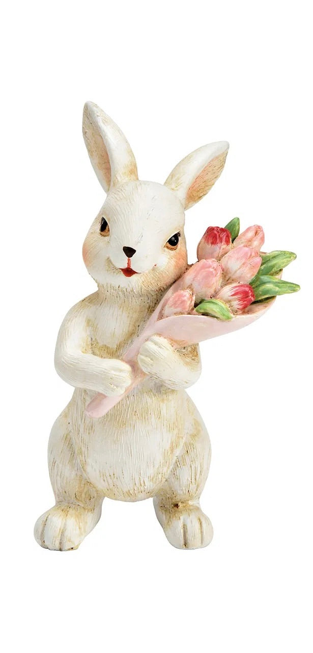 Bunny with Tulip Bouquet/Basket