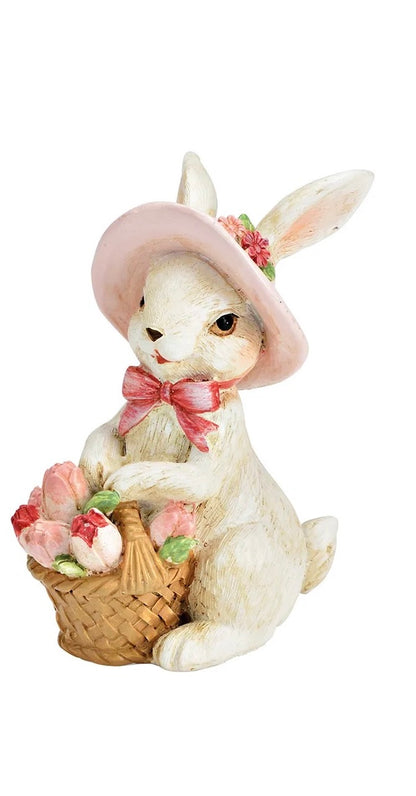 Bunny with Tulip Bouquet/Basket