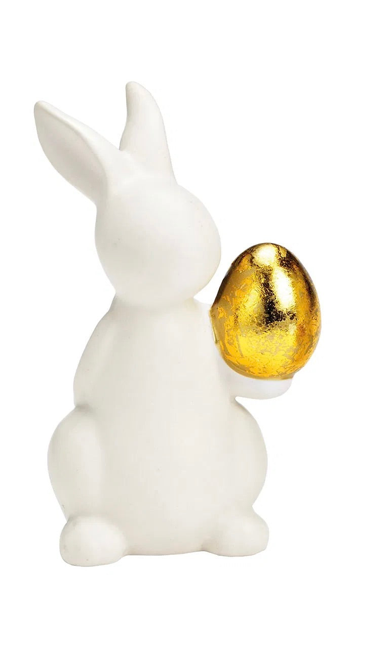 Ceramic Bunny with Gold Egg
