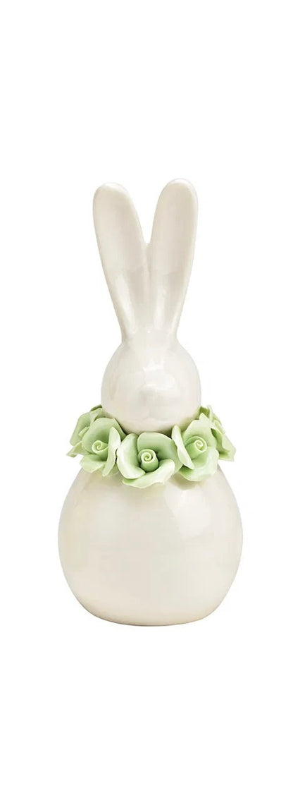 Porcelain Bunny with Flower Wreath