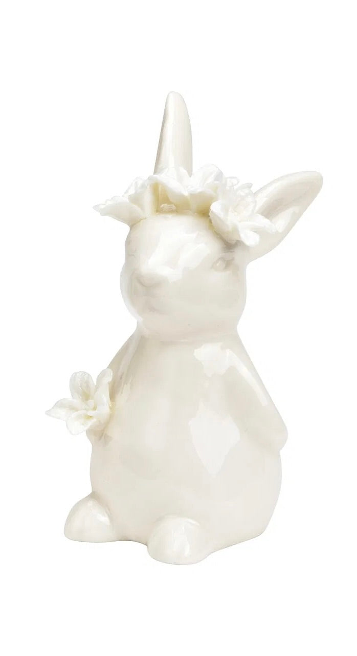 Porcelain Bunny with Floral Decoration