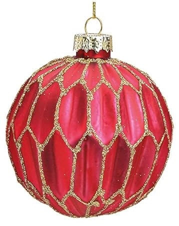Red/Gold Glitter Glass Ball