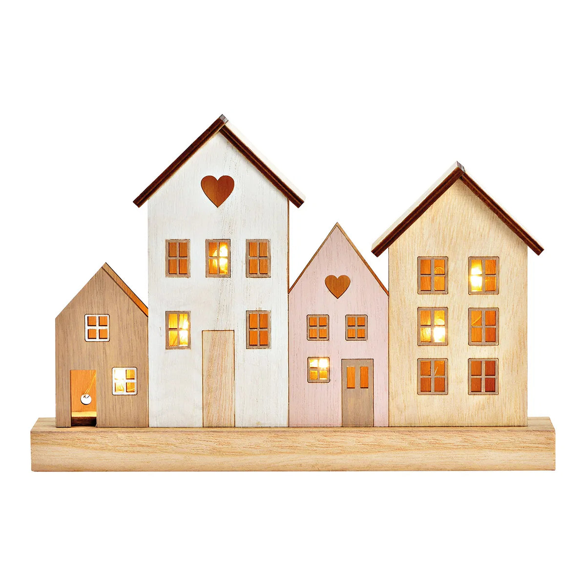 LED Wood Stand Houses against white background