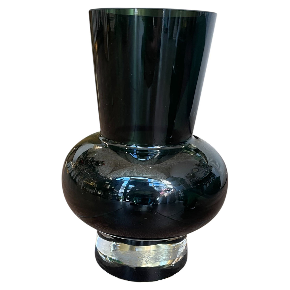 Black glass vase on a white background