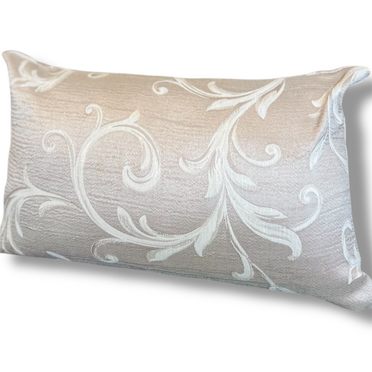 White Floral Pattern- Gold Pillow