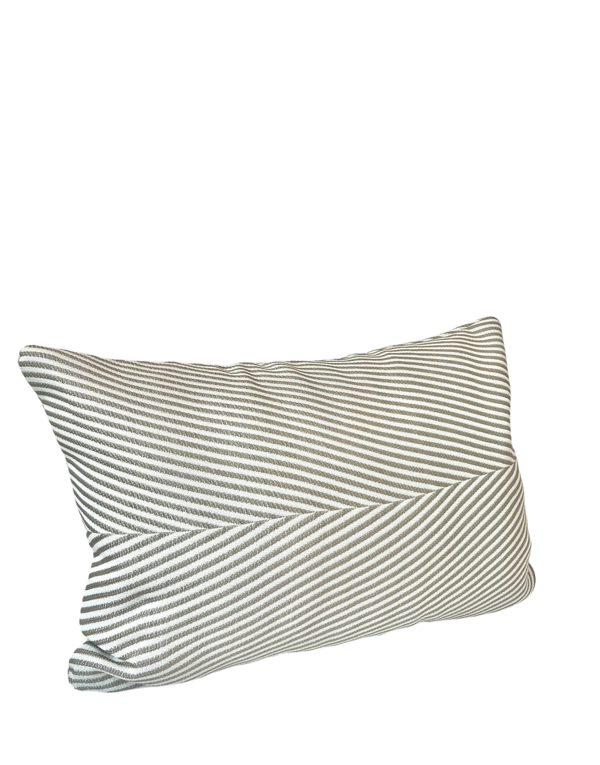 Rectangular Brown & White Striped Pillow on a white background