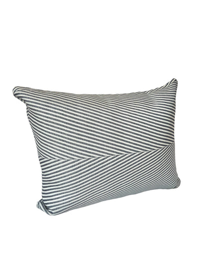 Rectangular Dark Blue & White Striped Pillow 
