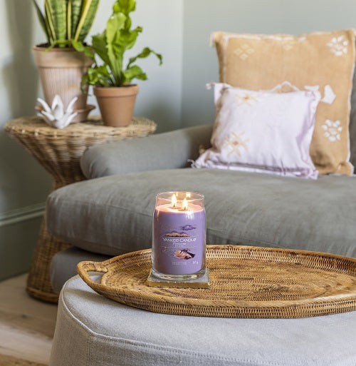 A jar candle with a purple label, titled 'YANKEE CANDLE STARGAZING', with a weight of 567g.