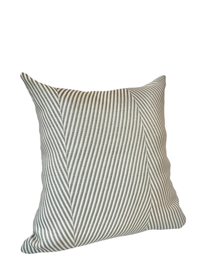 Squared Brown & White Striped Pillow on a white background