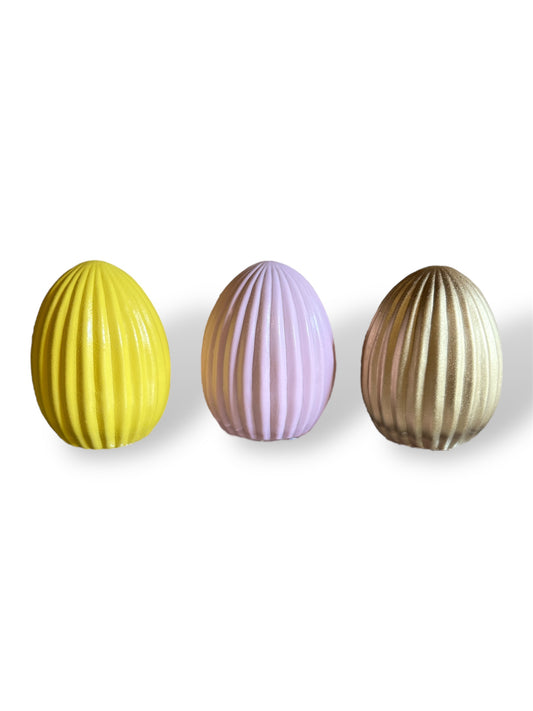 Ceramic Easter Egg in Beige & White