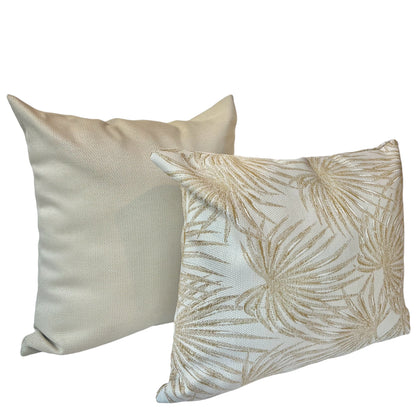 Textured Beige Pillow with a Tropical Beige Pillow