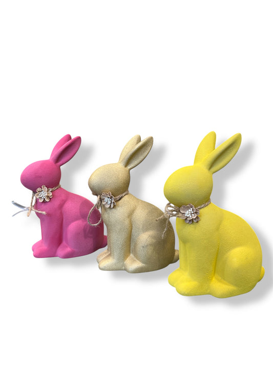 Ceramic Bunny with Bow Ceramic in Beige/White