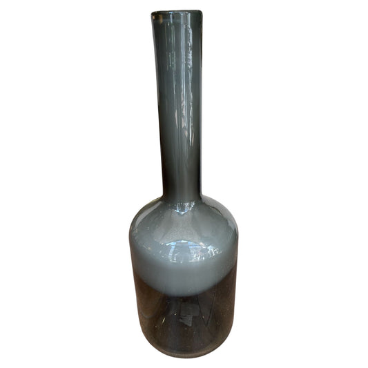 Clear glass vase on a white background