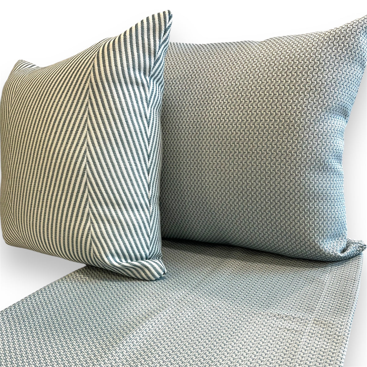 Two Square Geometric Pattern Pillow  with thier runner