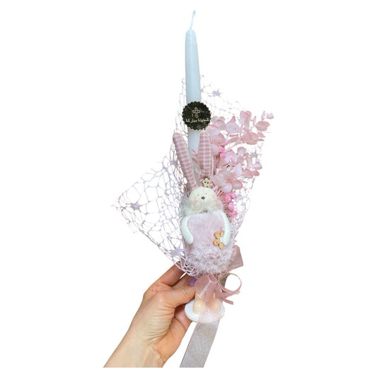 Pink Fur Bunny Candle