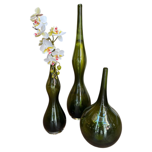 Vintage Olive Glass Vase