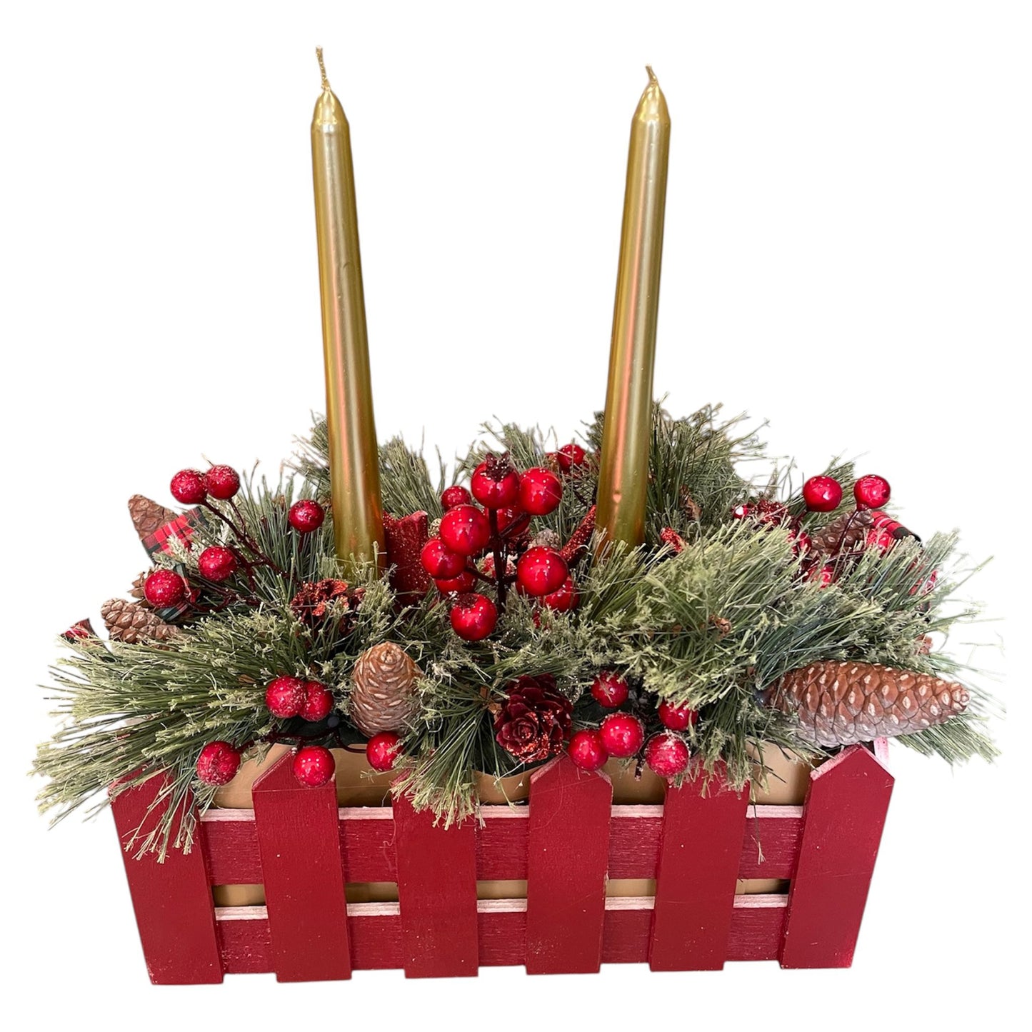 Dark Red Wooden Candle Centerpiece