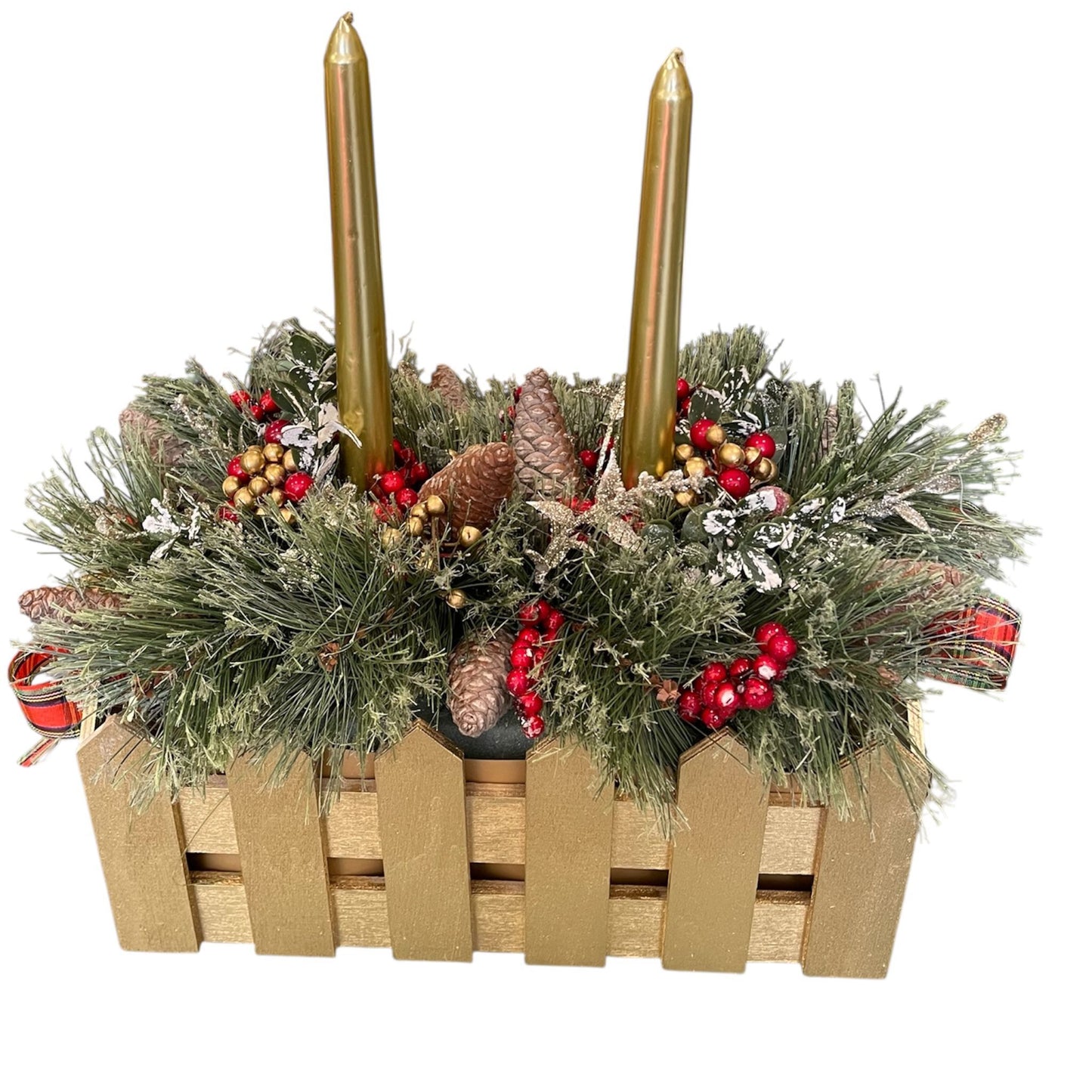 Golden Wooden Candle Centerpiece