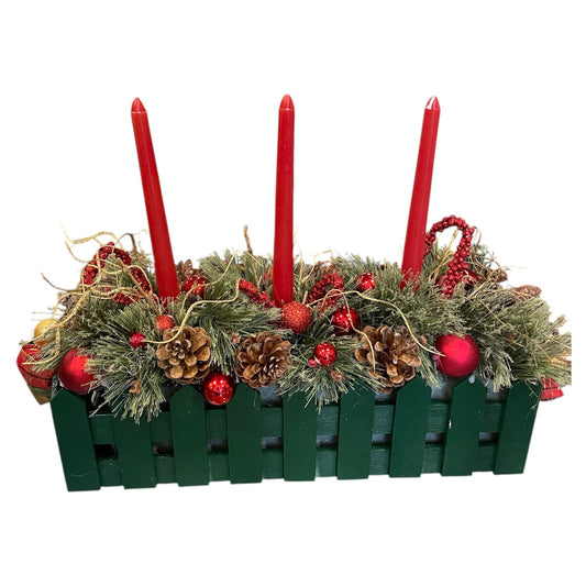 Green Wooden Candle Centerpiece