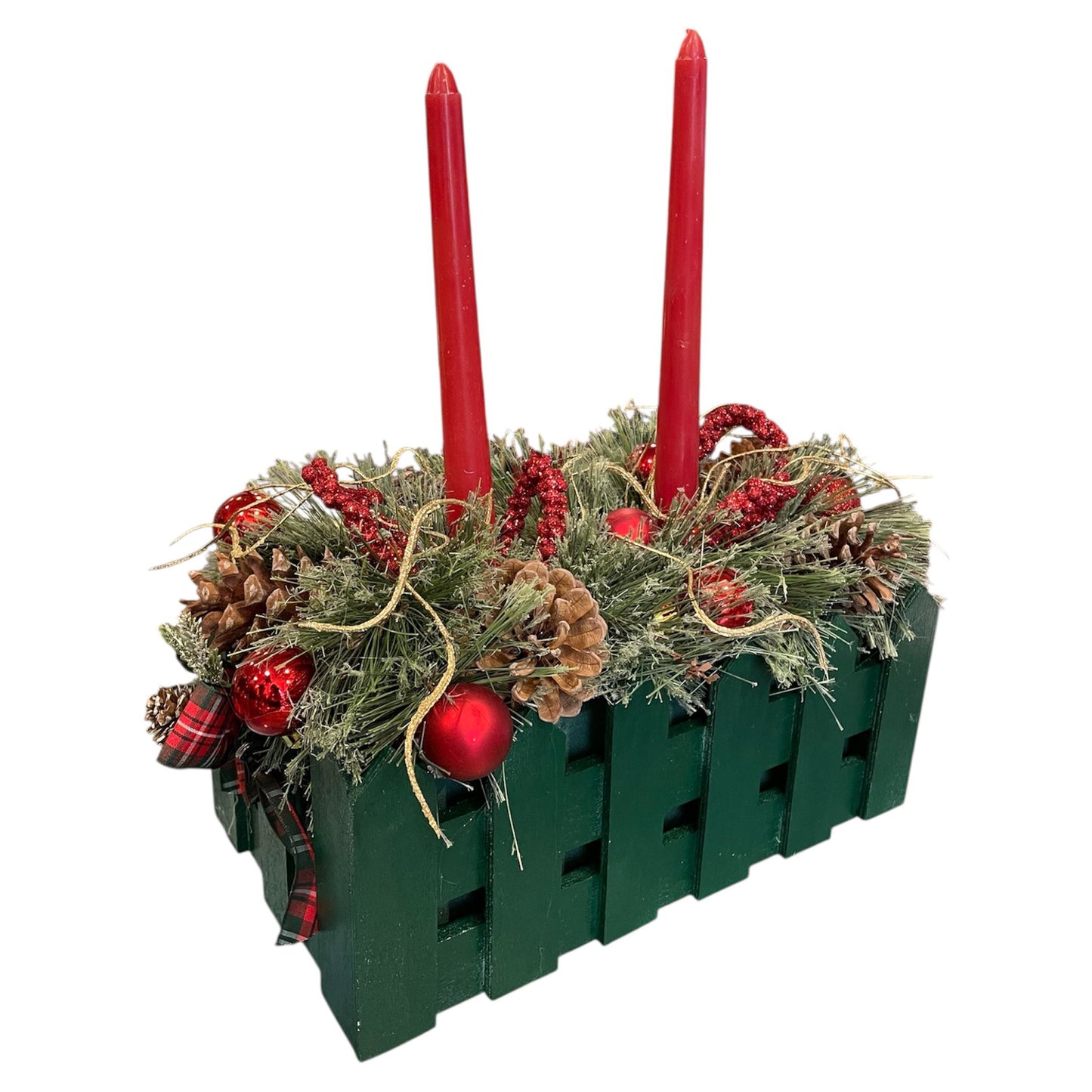 Green Wooden Candle Centerpiece