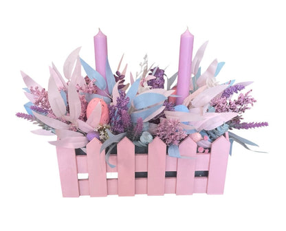 Pink Wooden Candle Centerpiece