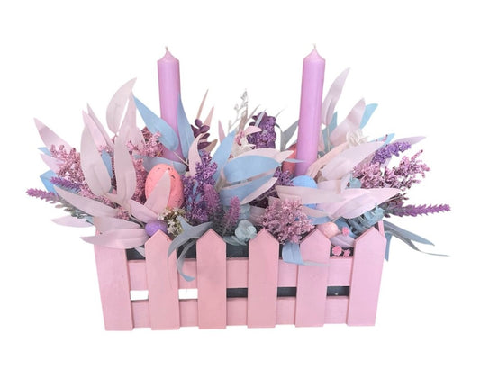 Pink Wooden Candle Centerpiece