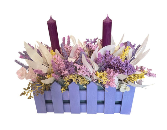 Purple Wooden Candle Centerpiece