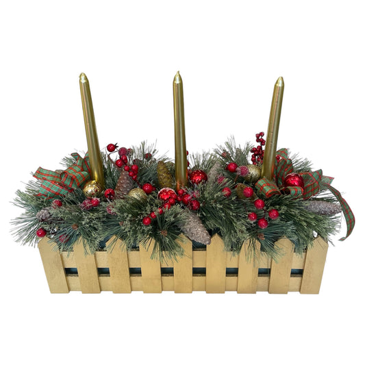 Golden Wooden Candle Centerpiece
