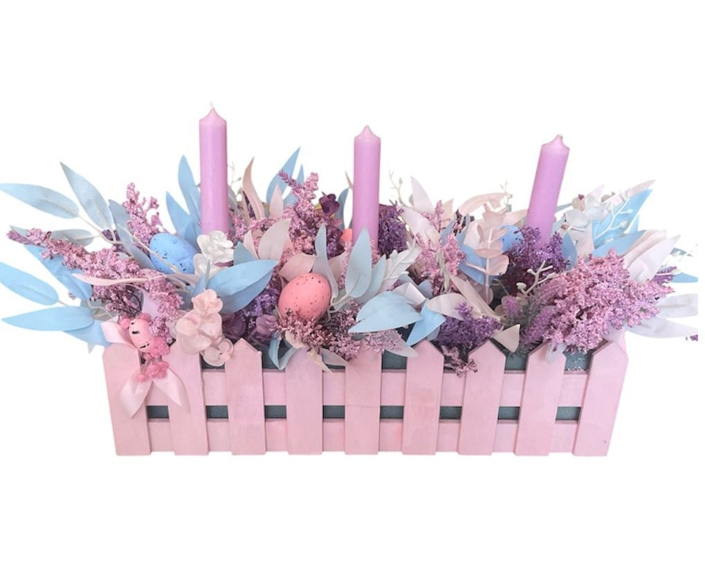 Pink Wooden Candle Centerpiece