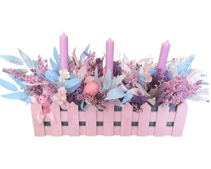 Pink Wooden Candle Centerpiece