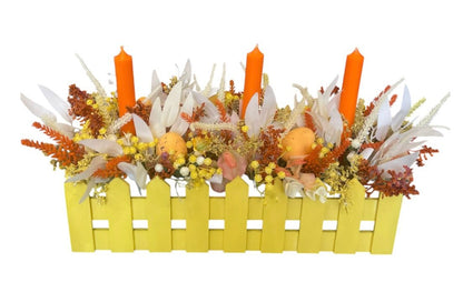 Yellow Wooden Candle Centerpiece
