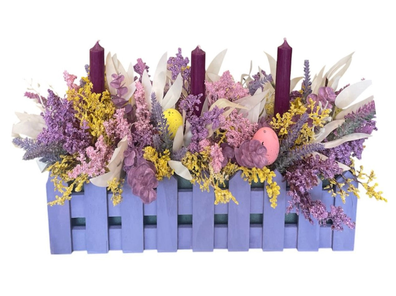 Purple Wooden Candle Centerpiece
