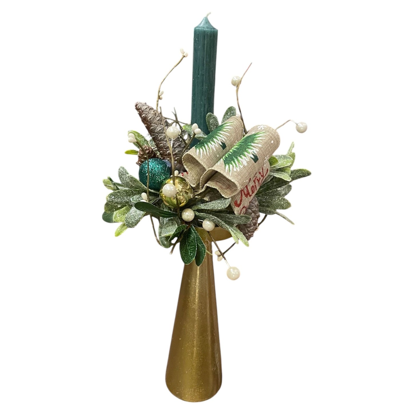 Decorative Green/Gold Candle Holder